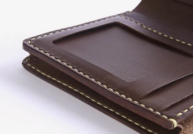 Handmade Cool Leather Mens Bifold Small Wallets billfold Wallet for Men