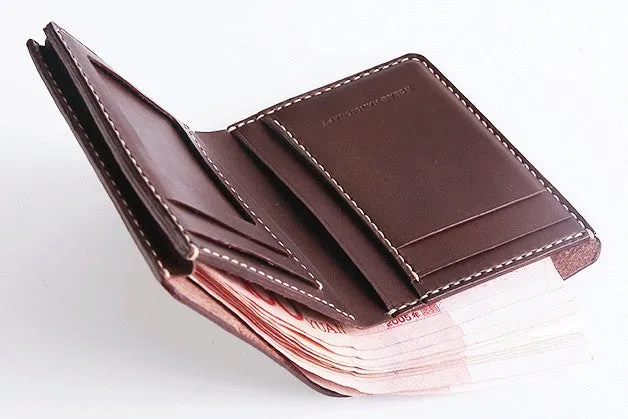 Handmade Cool Leather Mens Bifold Small Wallets billfold Wallet for Men