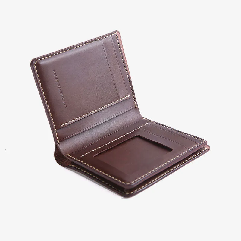 Handmade Cool Leather Mens Bifold Small Wallets billfold Wallet for Men