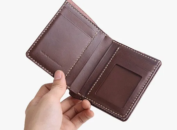 Handmade Cool Leather Mens Bifold Small Wallets billfold Wallet for Men