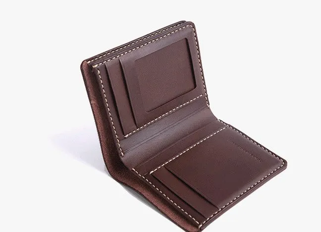 Handmade Cool Leather Mens Bifold Small Wallets billfold Wallet for Men