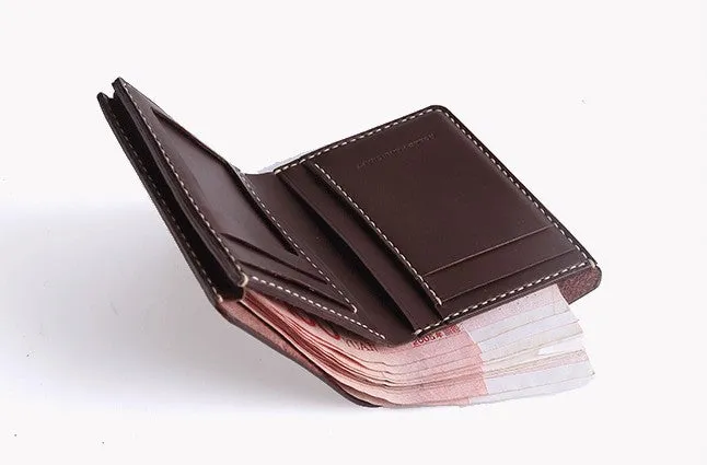 Handmade Cool Leather Mens Bifold Small Wallets billfold Wallet for Men