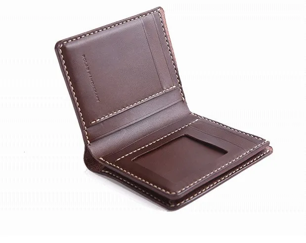 Handmade Cool Leather Mens Bifold Small Wallets billfold Wallet for Men