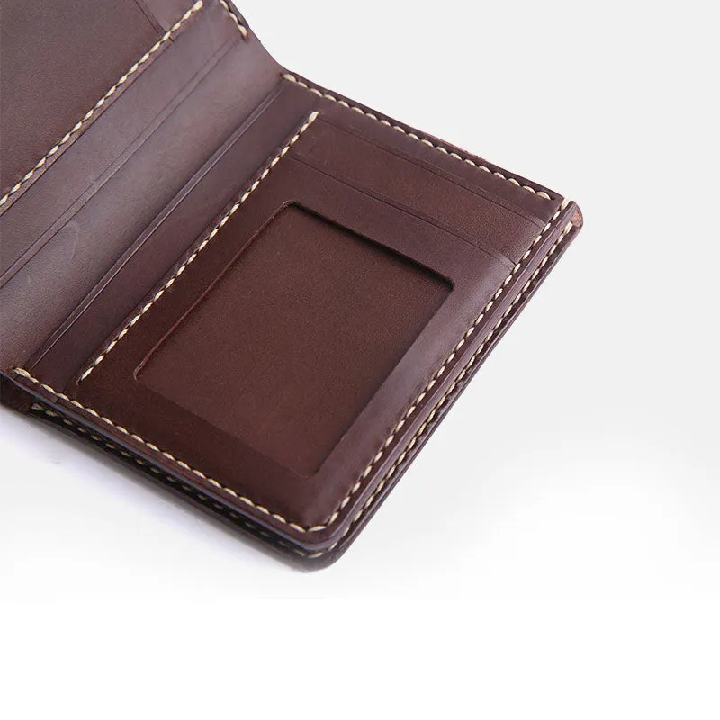 Handmade Cool Leather Mens Bifold Small Wallets billfold Wallet for Men