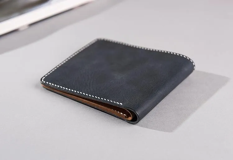 Handmade Cool Leather Mens billfold Leather Wallet Men Small Wallets Bifold for Men