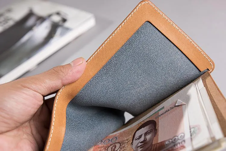 Handmade Cool Leather Mens billfold Leather Wallet Men Small Wallets Bifold for Men