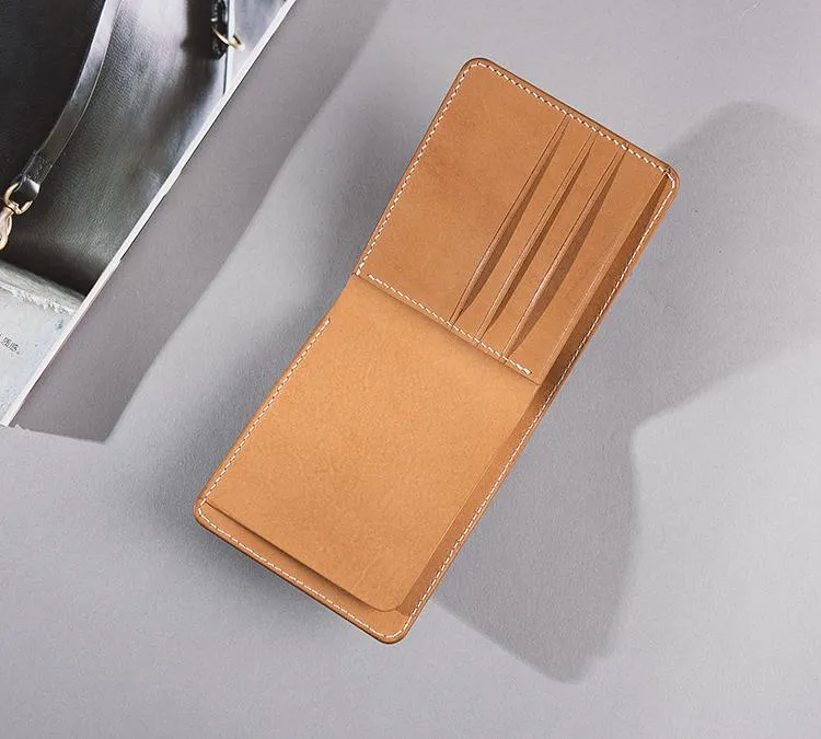 Handmade Cool Leather Mens billfold Leather Wallet Men Small Wallets Bifold for Men
