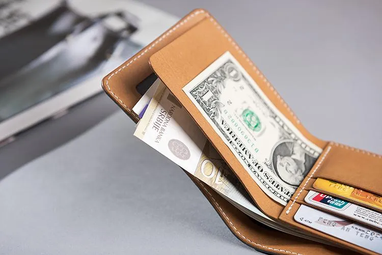 Handmade Cool Leather Mens billfold Leather Wallet Men Small Wallets Bifold for Men