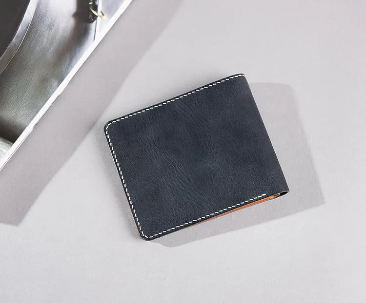 Handmade Cool Leather Mens billfold Leather Wallet Men Small Wallets Bifold for Men