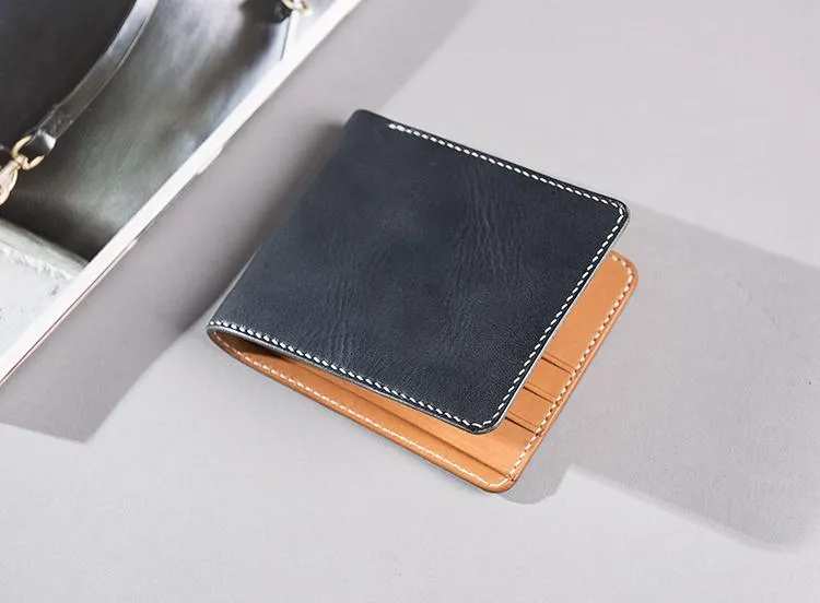 Handmade Cool Leather Mens billfold Leather Wallet Men Small Wallets Bifold for Men