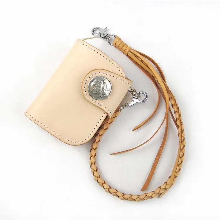 Handmade Cool Leather Small Biker Chain Wallet Mens billfold Chain Wallet