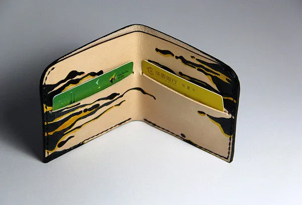 Handmade custom personalized billfold  hand painted leather bifold wallet for women/lady girl