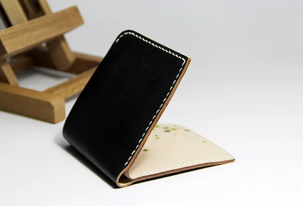 Handmade custom personalized billfold  hand painted leather bifold wallet for women/lady girl
