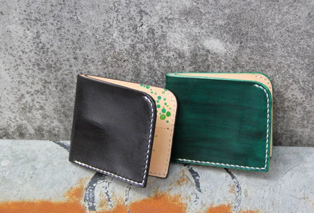 Handmade custom personalized billfold  hand painted leather bifold wallet for women/lady girl