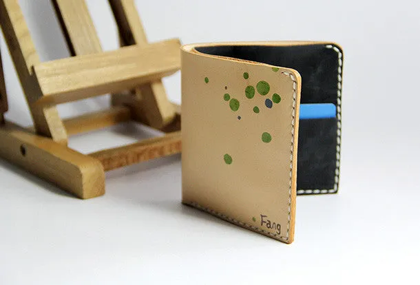 Handmade custom personalized billfold  hand painted leather bifold wallet for women/lady girl