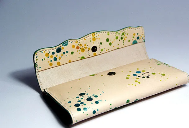 Handmade custom personalized vintage leather clutch long wallet for women/lady girl