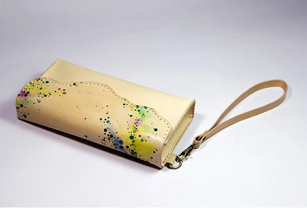 Handmade custom personalized vintage leather clutch long wallet for women/lady girl