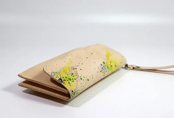 Handmade custom personalized vintage leather clutch long wallet for women/lady girl