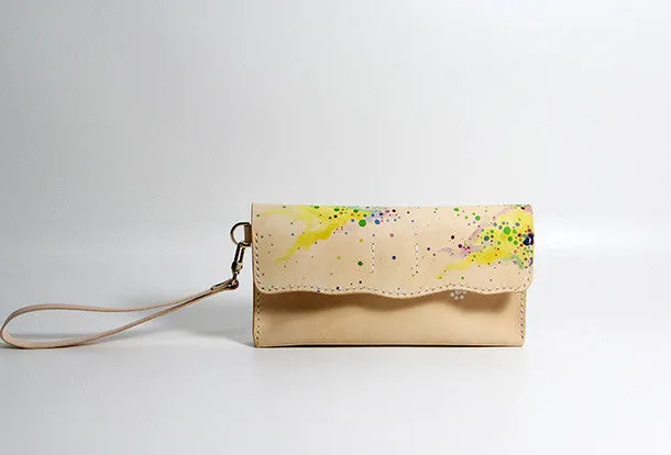 Handmade custom personalized vintage leather clutch long wallet for women/lady girl