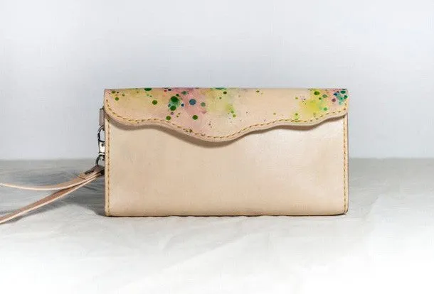 Handmade custom personalized vintage leather clutch long wallet for women/lady girl