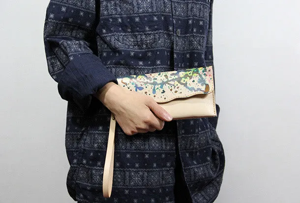 Handmade custom personalized vintage leather clutch long wallet for women/lady girl