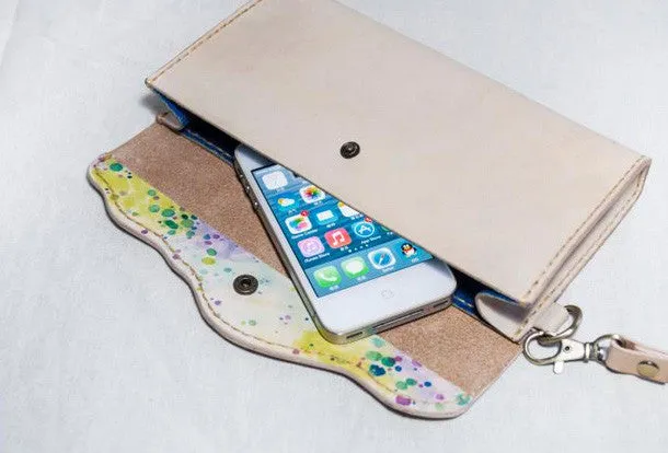 Handmade custom personalized vintage leather clutch long wallet for women/lady girl