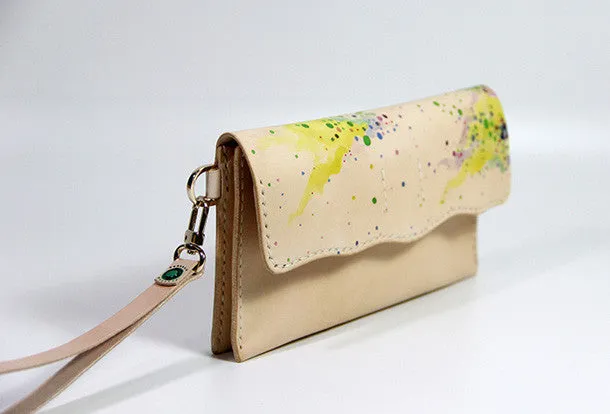 Handmade custom personalized vintage leather clutch long wallet for women/lady girl