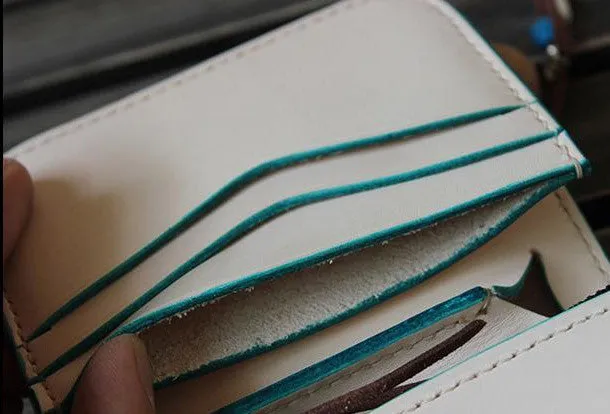 Handmade custom vintage purse leather wallet billfold small wallet blue women