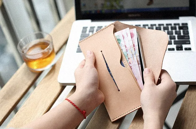 Handmade Cute Leather Womens Envelope Long Wallets Phone Long Wallet for Women