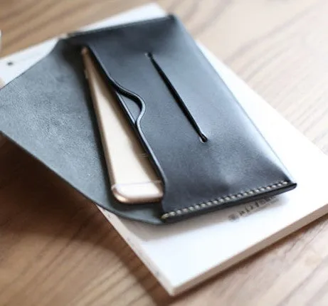 Handmade Cute Leather Womens Envelope Long Wallets Phone Long Wallet for Women