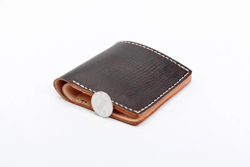 Handmade Dark Brown Leather Mens billfold Wallet Bifold Front Pocket Small Wallet For Men