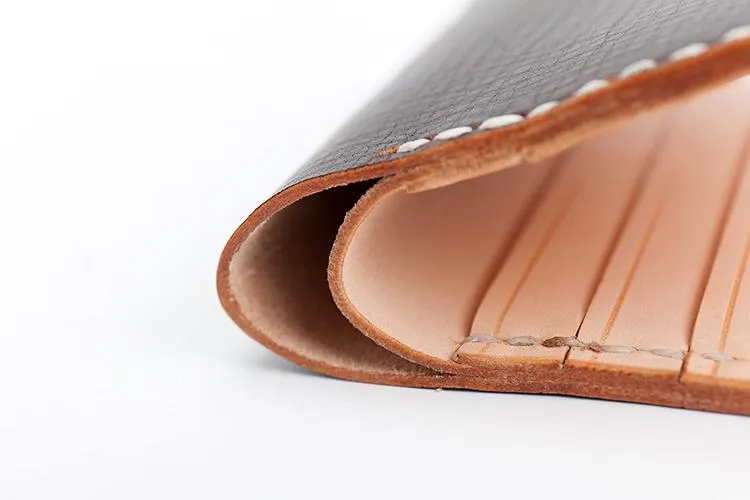 Handmade Dark Brown Leather Mens billfold Wallet Bifold Front Pocket Small Wallet For Men