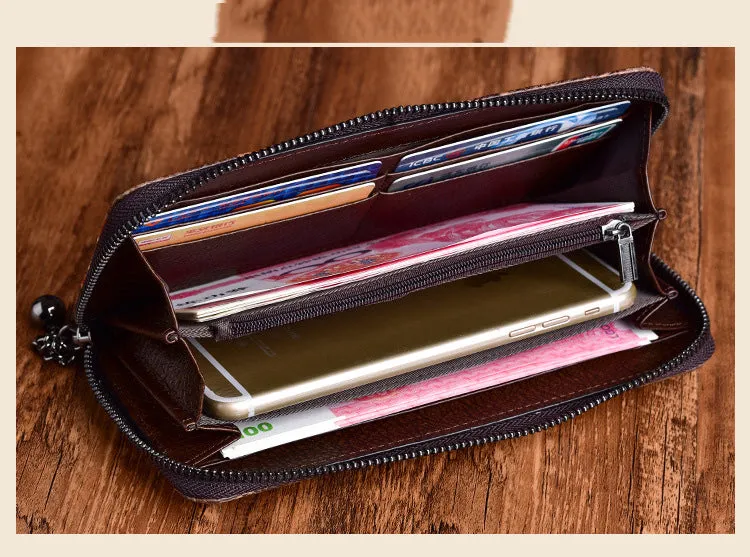 Handmade Floral Black Leather Wristlet Wallet Crocodile Pattern Womens Zip Around Wallets Flowers Ladies Zipper Clutch Wallet for Women