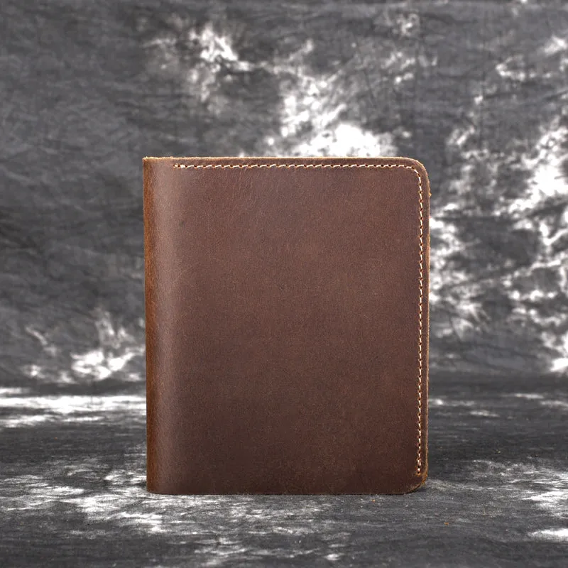 Handmade Genuine Leather Brown Mens Wallet Cool billfold Slim Bifold Wallet for Mens