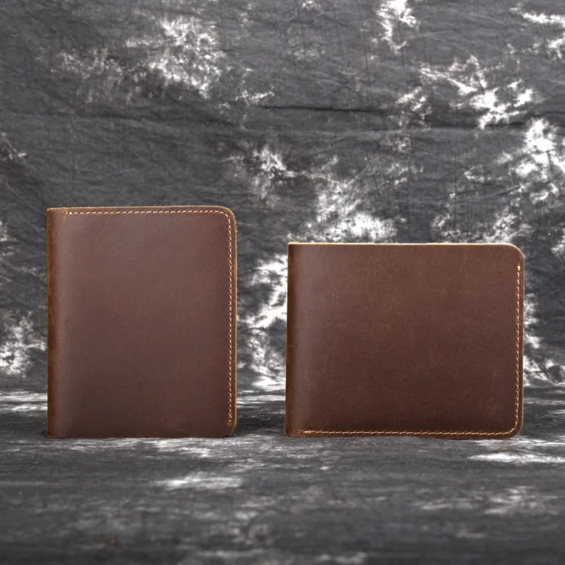 Handmade Genuine Leather Brown Mens Wallet Cool billfold Slim Bifold Wallet for Mens