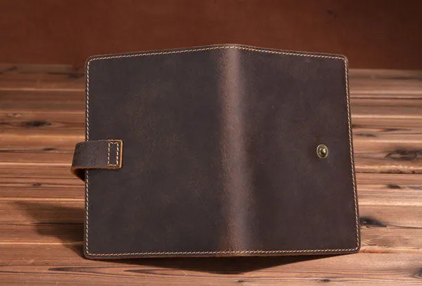 Handmade Genuine Leather Clutch Passport Wallet Bifold Long Wallet Purse Bag For Mens