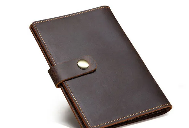 Handmade Genuine Leather Clutch Passport Wallet Bifold Long Wallet Purse Bag For Mens