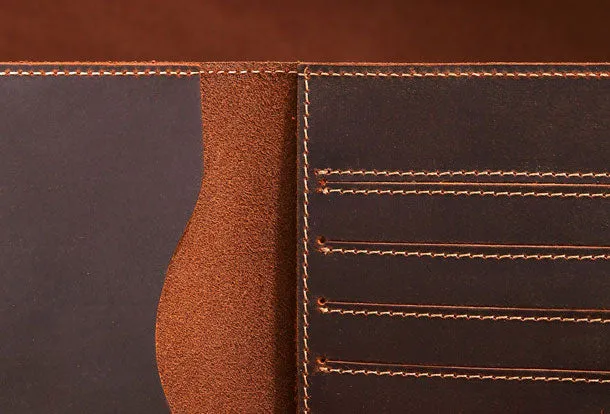 Handmade Genuine Leather Clutch Passport Wallet Bifold Long Wallet Purse Bag For Mens