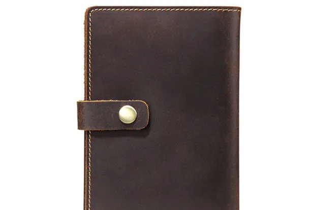 Handmade Genuine Leather Clutch Passport Wallet Bifold Long Wallet Purse Bag For Mens