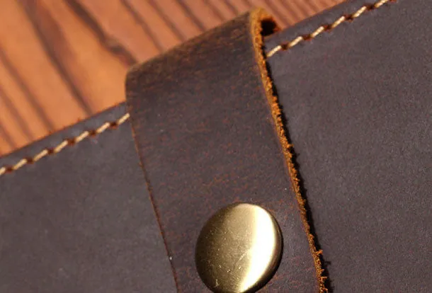Handmade Genuine Leather Clutch Passport Wallet Bifold Long Wallet Purse Bag For Mens