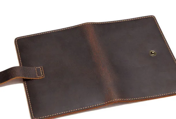 Handmade Genuine Leather Clutch Passport Wallet Bifold Long Wallet Purse Bag For Mens