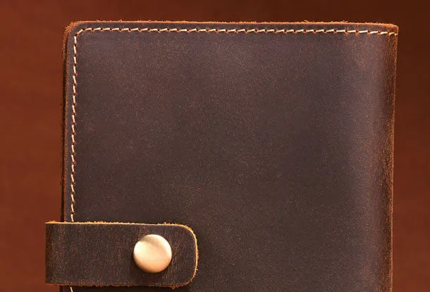 Handmade Genuine Leather Clutch Passport Wallet Bifold Long Wallet Purse Bag For Mens