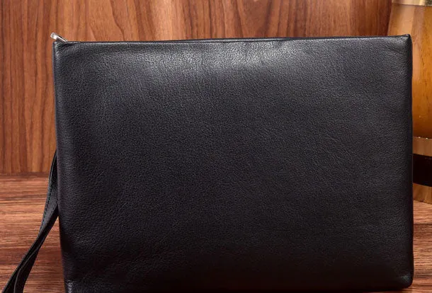 Handmade Genuine Leather Clutch Zip Long Wallet Purse Bag For Mens