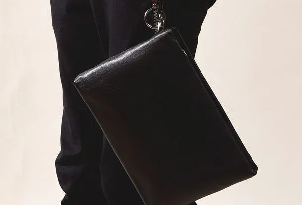 Handmade Genuine Leather Clutch Zip Long Wallet Purse Bag For Mens