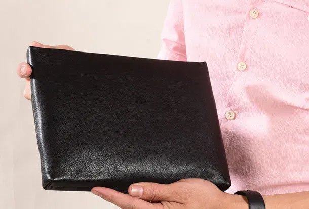 Handmade Genuine Leather Clutch Zip Long Wallet Purse Bag For Mens