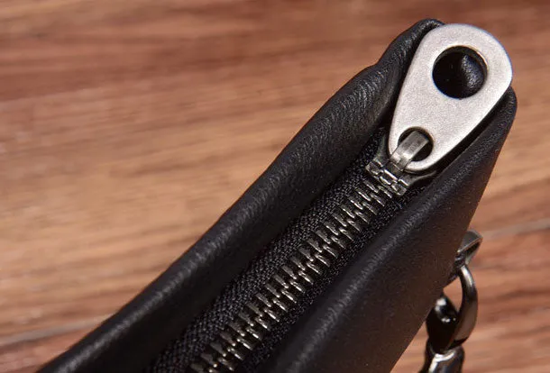 Handmade Genuine Leather Clutch Zip Long Wallet Purse Bag For Mens