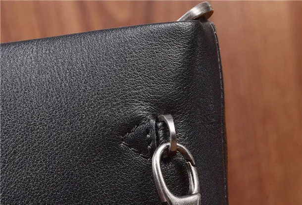 Handmade Genuine Leather Clutch Zip Long Wallet Purse Bag For Mens