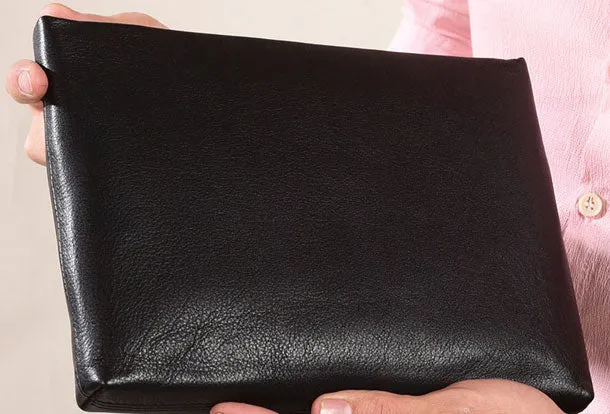 Handmade Genuine Leather Clutch Zip Long Wallet Purse Bag For Mens