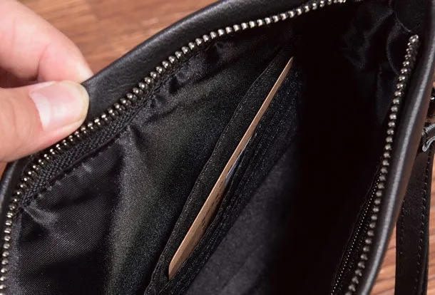 Handmade Genuine Leather Clutch Zip Long Wallet Purse Bag For Mens