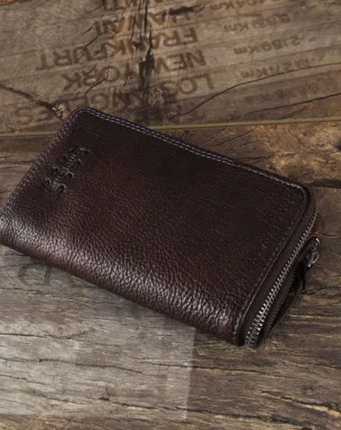 Handmade Genuine Leather Mens Cool Slim Leather billfold Wallet Men Small Wallets Bifold for Men